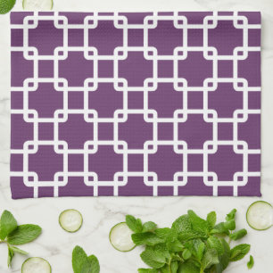 Purple Square Link Pattern Ktichen Towels