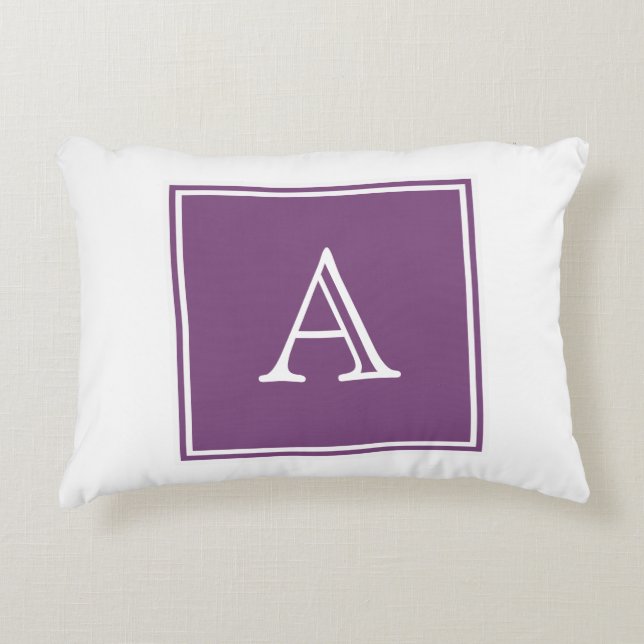 Purple Square Monogram Accent Pillow (Front)