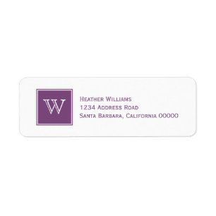Purple Square Monogram Address Labels