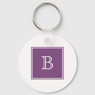 Purple Square Monogram Basic Keychain