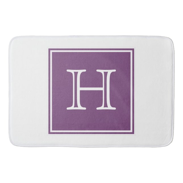 Purple Square Monogram Bath Mat (Front)