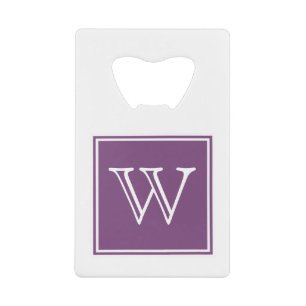 Purple Square Monogram Bottle Opener Credit Card Bottle Opener