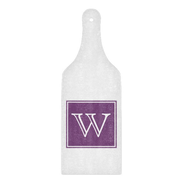 Purple Square Monogram Cutting Board (Front)