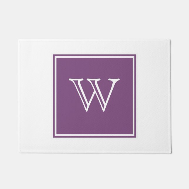 Purple Square Monogram Doormat (Front)