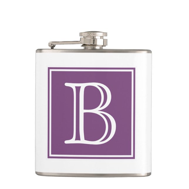 Purple Square Monogram Flask (Front)