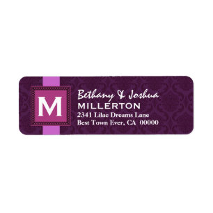 Purple Square Monogram Frame and Ribbon V3