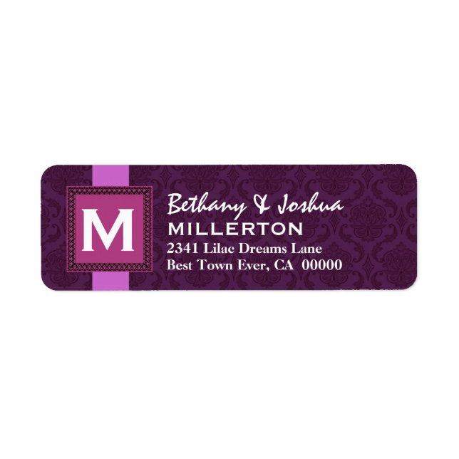 Purple Square Monogram Frame and Ribbon V3 (Front)