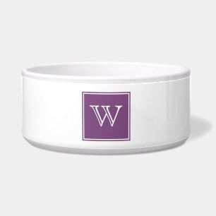 Purple Square Monogram Pet Bowl