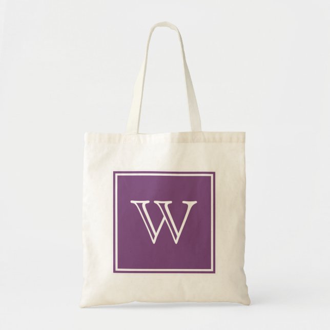 Purple Square Monogram Tote Bag (Front)