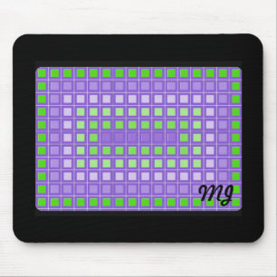 Purple Square Pattern with Initials Mouse Pad