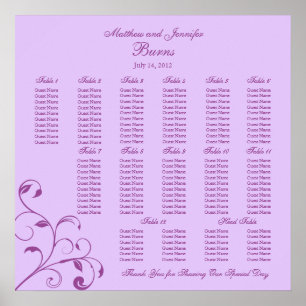 Purple Square Wedding Reception Seating Chart