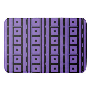 Purple squares and stripes bath mat