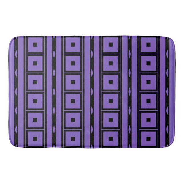 Purple squares and stripes bath mat (Front)
