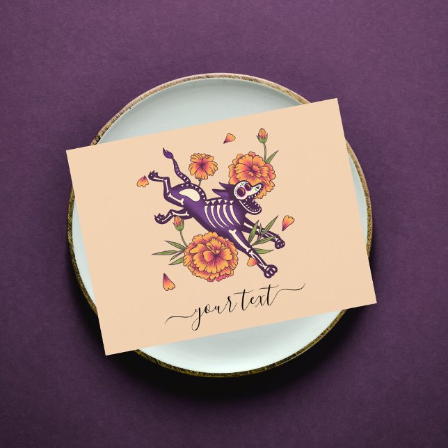 Purple Squelette Chien Dia de los Muertos Carte po (Créateur téléchargé)