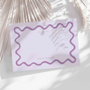 Purple Squiggly Wavy Line Thank You Card