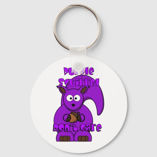 Purple Squirrel Don't Care Keychain (Front)