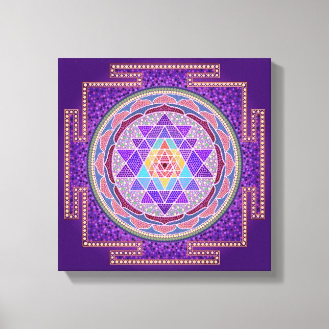 Purple Sri Yantra Canvas Print (Front)