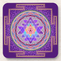 Purple Sri Yantra Coasters