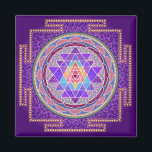 Purple Sri Yantra Magnet<br><div class="desc">The Sri Yantra is an ancient symbol of Hindu tantra. These nine triangles are of various sizes and intersect with one another. In the middle is the power point (bindu), visualizing the highest, the invisible, elusive centre from which the entire figure and the cosmos expand. The triangles are enclosed by...</div>