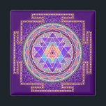 Purple Sri Yantra Magnet<br><div class="desc">The Sri Yantra is an ancient symbol of Hindu tantra. These nine triangles are of various sizes and intersect with one another. In the middle is the power point (bindu), visualizing the highest, the invisible, elusive centre from which the entire figure and the cosmos expand. The triangles are enclosed by...</div>