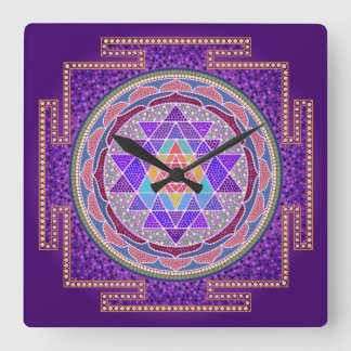 Purple Sri Yantra Wall Clock