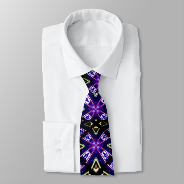 Purple Stain Glass Church-Goin'  Design Pattern Ne Tie (Tied)