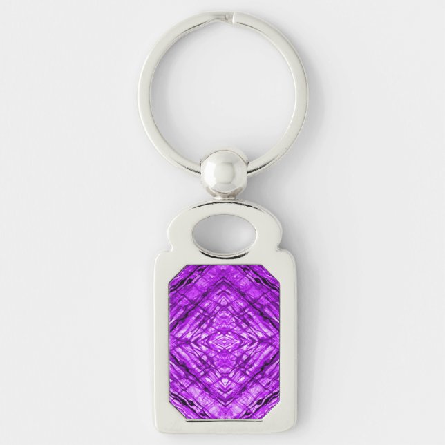 Purple Stained Glass kaleidoscope Texture Keychain (Front)