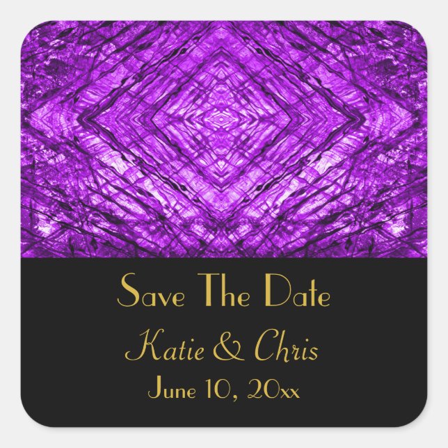 Purple Stained Glass kaleidoscope Texture Square Sticker (Front)