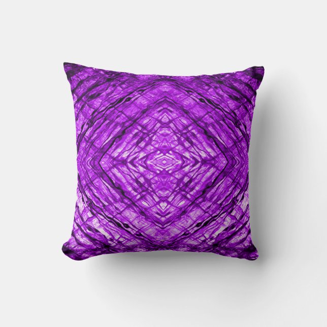 Purple Stained Glass kaleidoscope Texture Throw Pillow (Front)