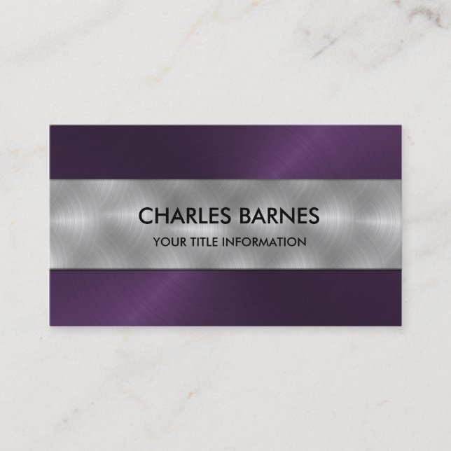 Purple Stainless Steel Business Card (Front)