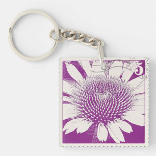 Purple Stamp Coneflower Acrylic Keychain
