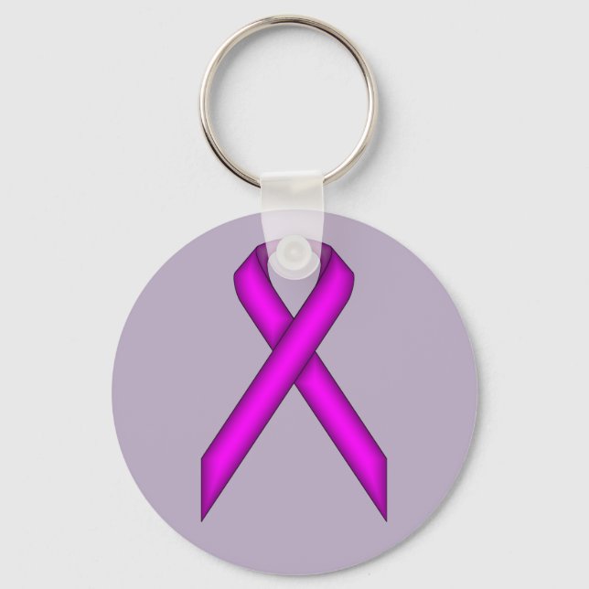 Purple Standard Ribbon by Kenneth Yoncich Keychain (Front)