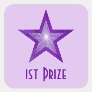 Purple Star '1st Prize' square pale purple Sticker