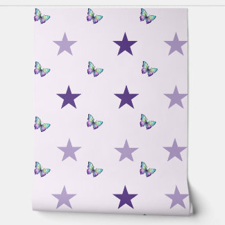 Purple Star & Butterfly Nursery Wallpaper