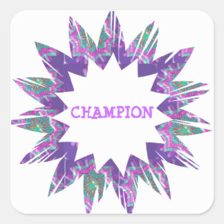 PURPLE Star:  CHAMPION Script Square Sticker