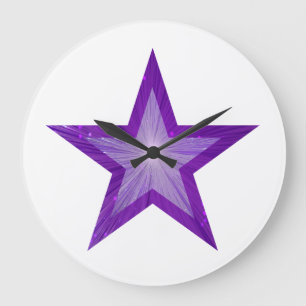 Purple Star clock round white