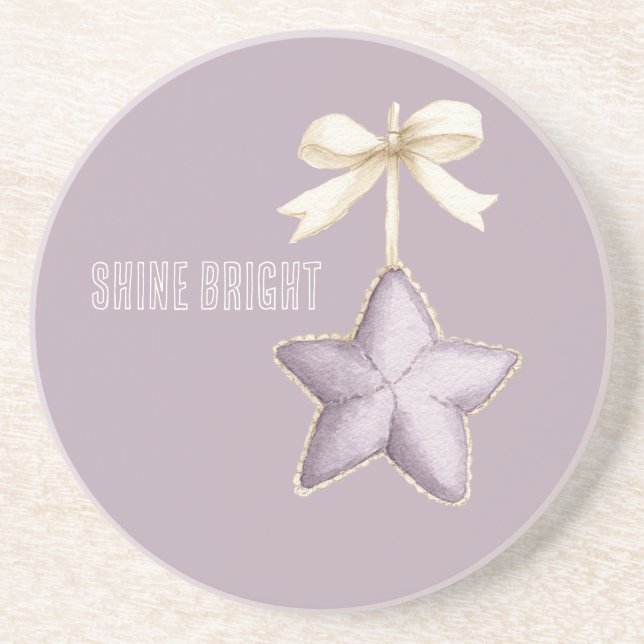 Purple Star Cream Bow Coaster (Front)