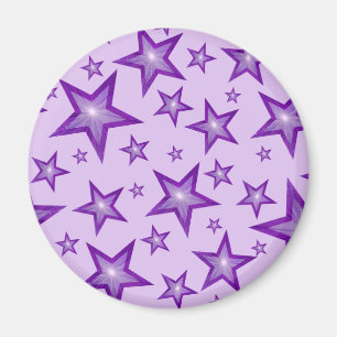 Purple Star fridge magnet round pale purple