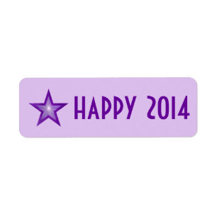 Purple Star 'Happy 2014' label small pale purple