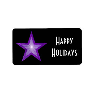 Purple Star 'Happy Holidays' label medium black