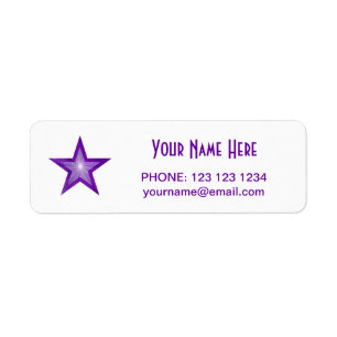 Purple Star 'Name' text label small white