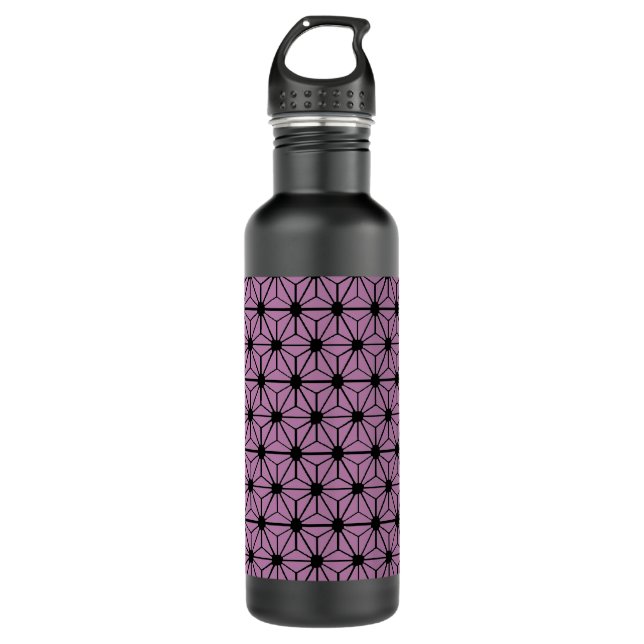 purple star pattern with black line 710 ml water bottle (Front)