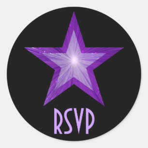 Purple Star RSVP round sticker black
