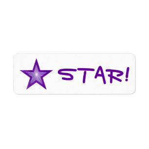 Purple Star "STAR!" label small white