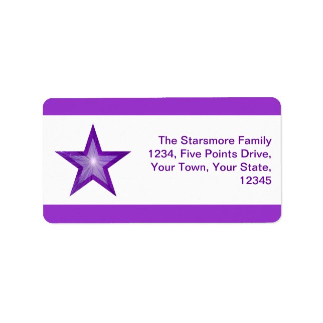 Purple Star stripe address label medium white (Front)