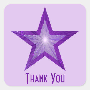 Purple Star "Thank You" square pale purple Sticker