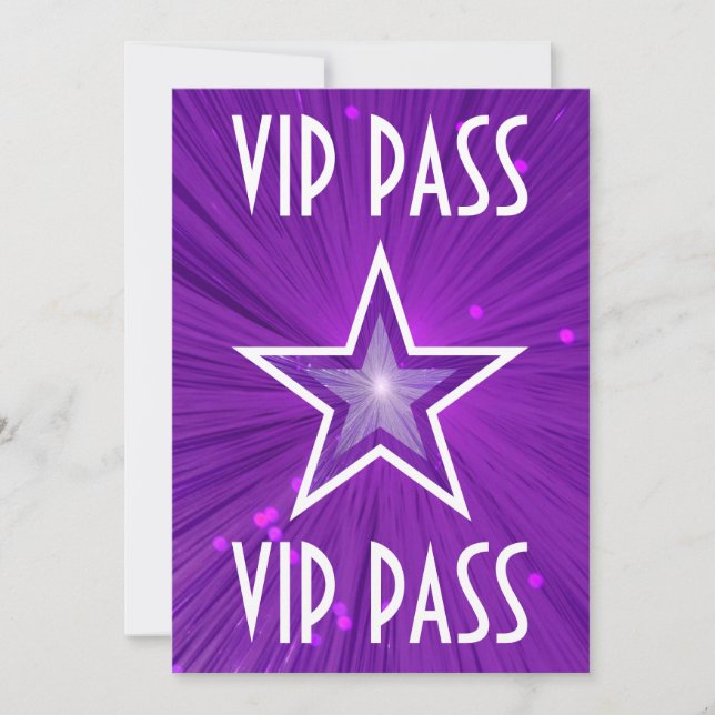 Purple Star 'VIP PASS' invitation white (Front)
