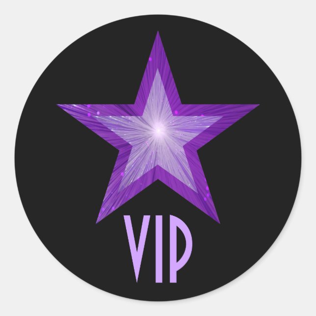 Purple Star VIP round sticker black (Front)