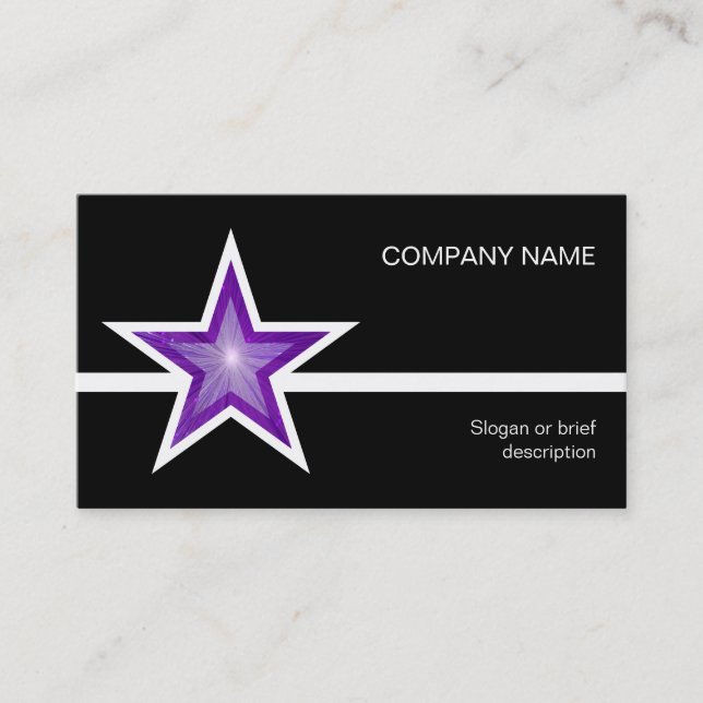 Purple Star white line business card black (Front)