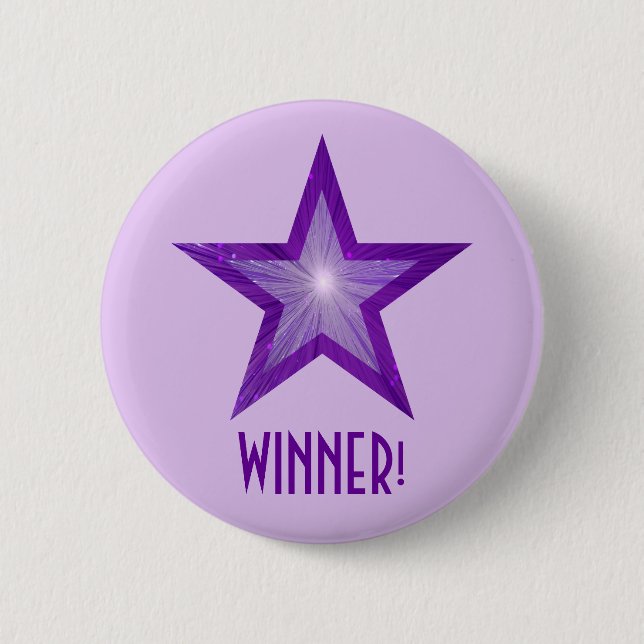 Purple Star 'WINNER!' button pale purple (Front)
